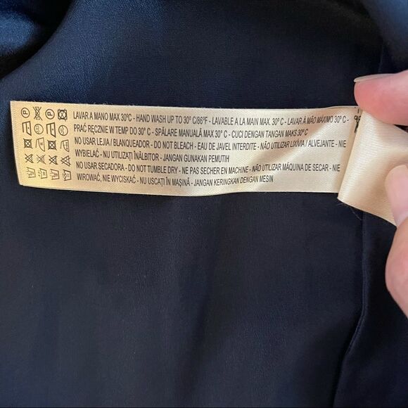 Massimo Dutti Navy Loose Fit Sheer Sleeve Mini Dress Size Small - Picture 8 of 8